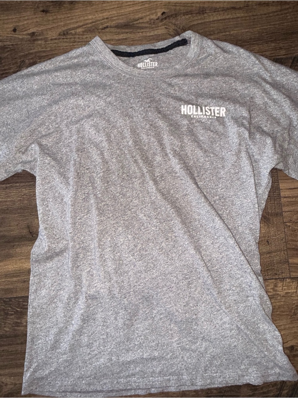 Hollister Gray Heather Long Sleeve Tee with White Chest Logo